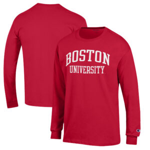 Men's Champion Scarlet Boston University Jersey Long Sleeve T-Shirt