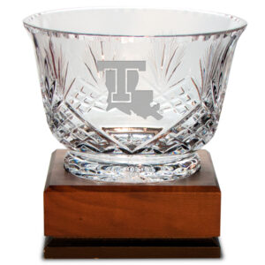 Louisiana Tech Bulldogs Medium Handcut Crystal Footed Revere Bowl