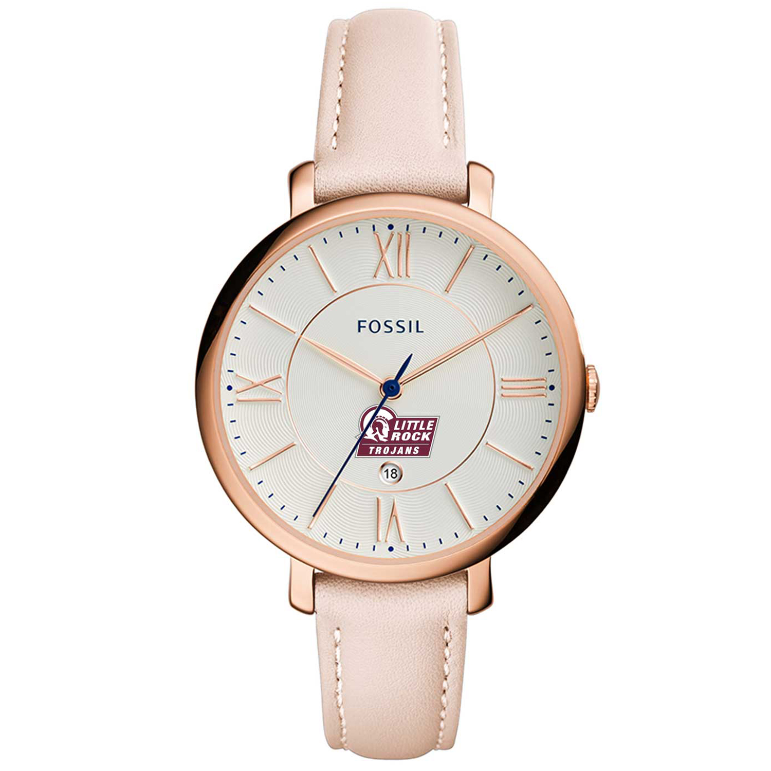 Women's Fossil Pink Arkansas Little Rock Trojans Jacqueline Date Blush Leather Watch