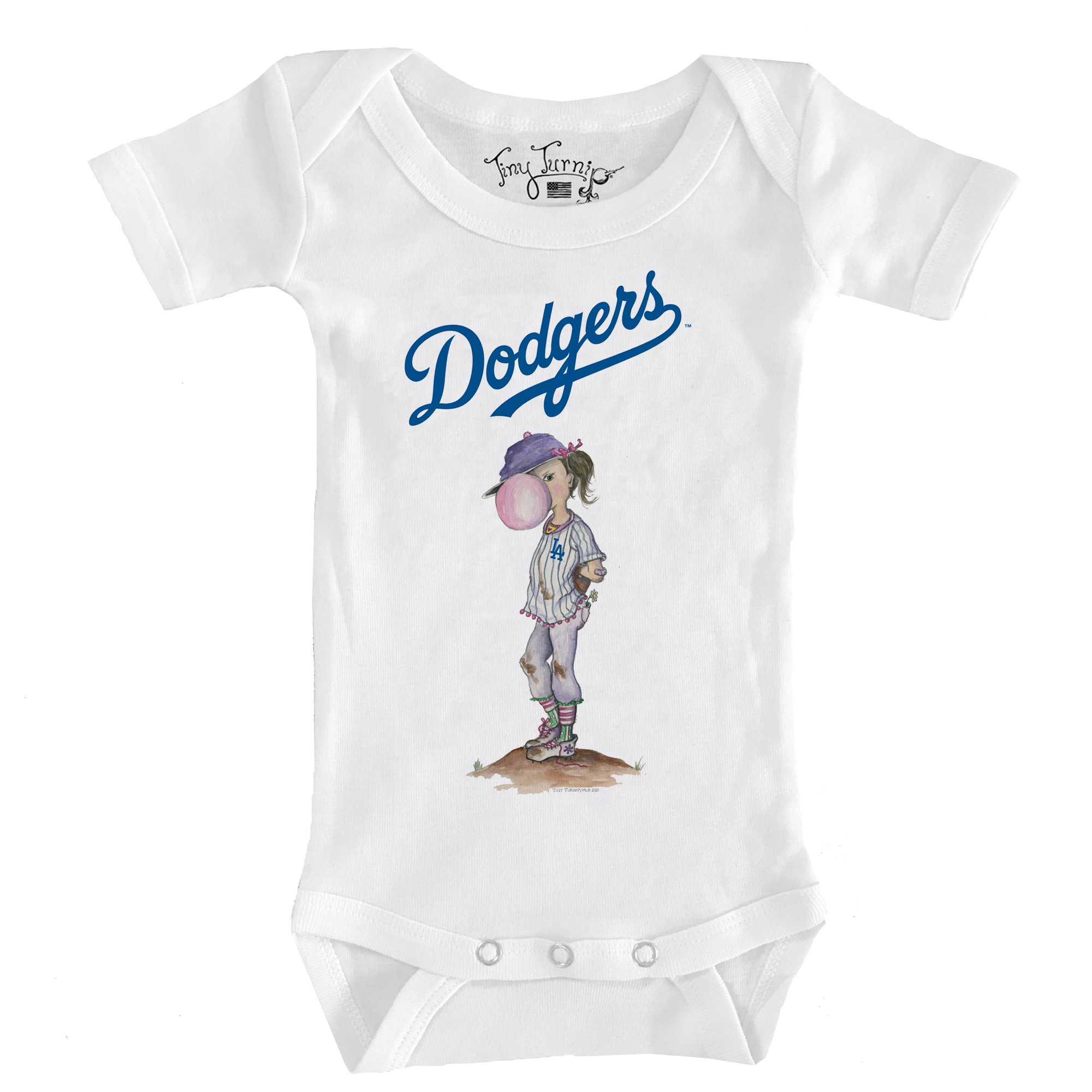Infant Tiny Turnip White Los Angeles Dodgers Bubbles Bodysuit