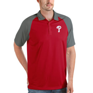Men's Antigua Red/Gray Philadelphia Phillies Nova Polo