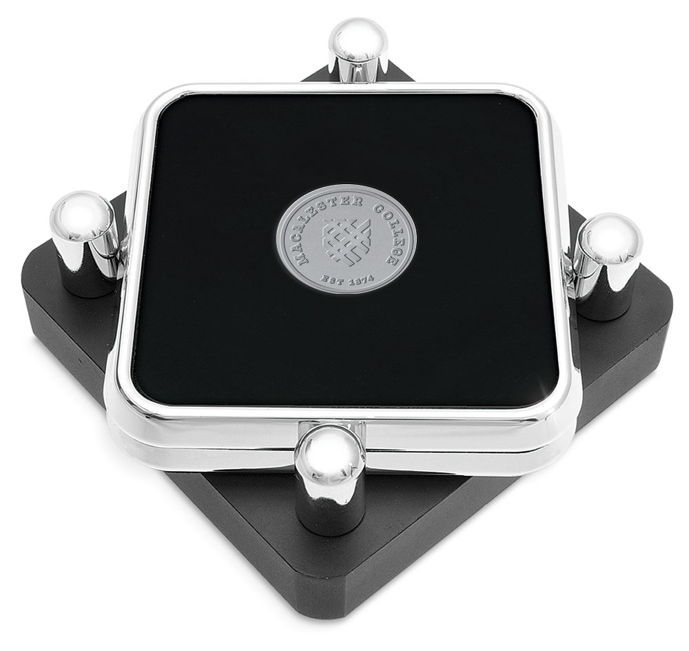 Macalester Scots Silver 2-Piece Square Coaster Set