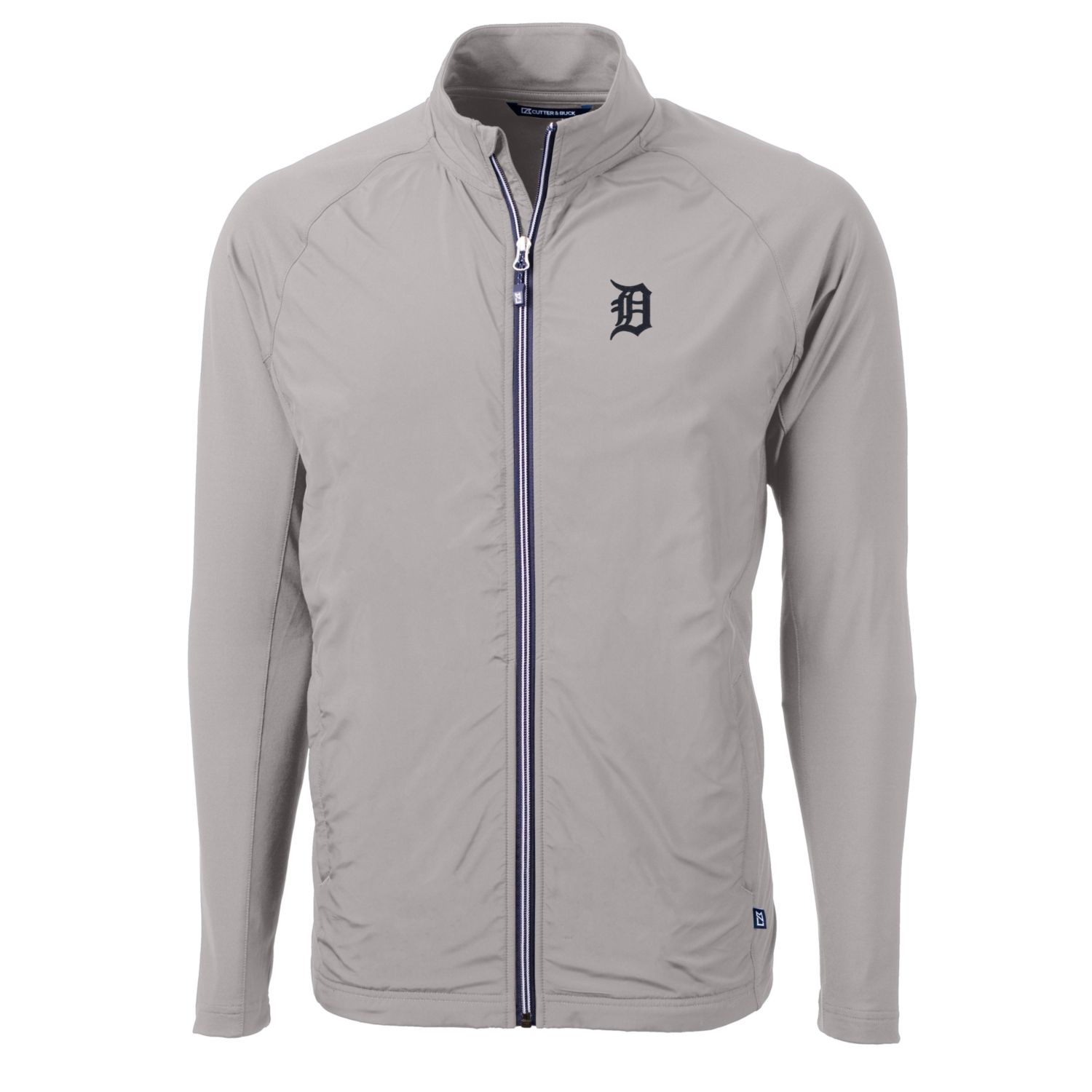 Men's Cutter & Buck Gray Detroit Tigers Big & Tall Adapt Eco Knit Full-Zip Jacket
