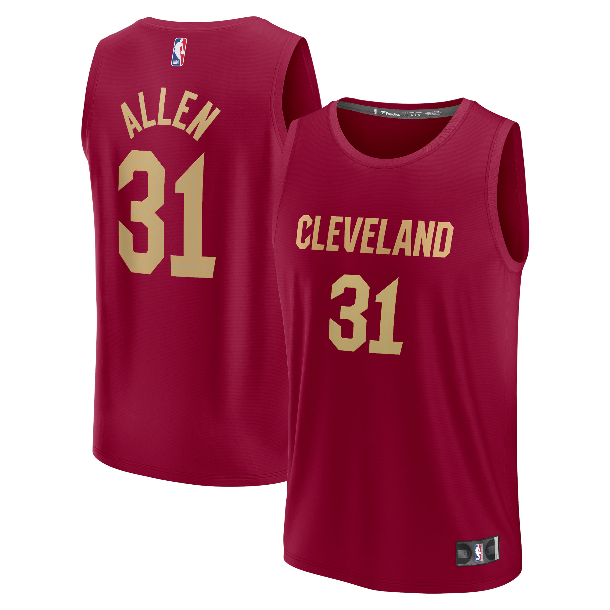 Men's Fanatics Jarrett Allen Wine Cleveland Cavaliers Fast Break Replica Jersey - Icon Edition