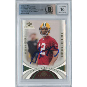 Aaron Rodgers Green Bay Packers Autographed 2005 Upper Deck Mini Jersey Collection #72 Beckett Fanatics Witnessed Authenticated 10 Rookie Card