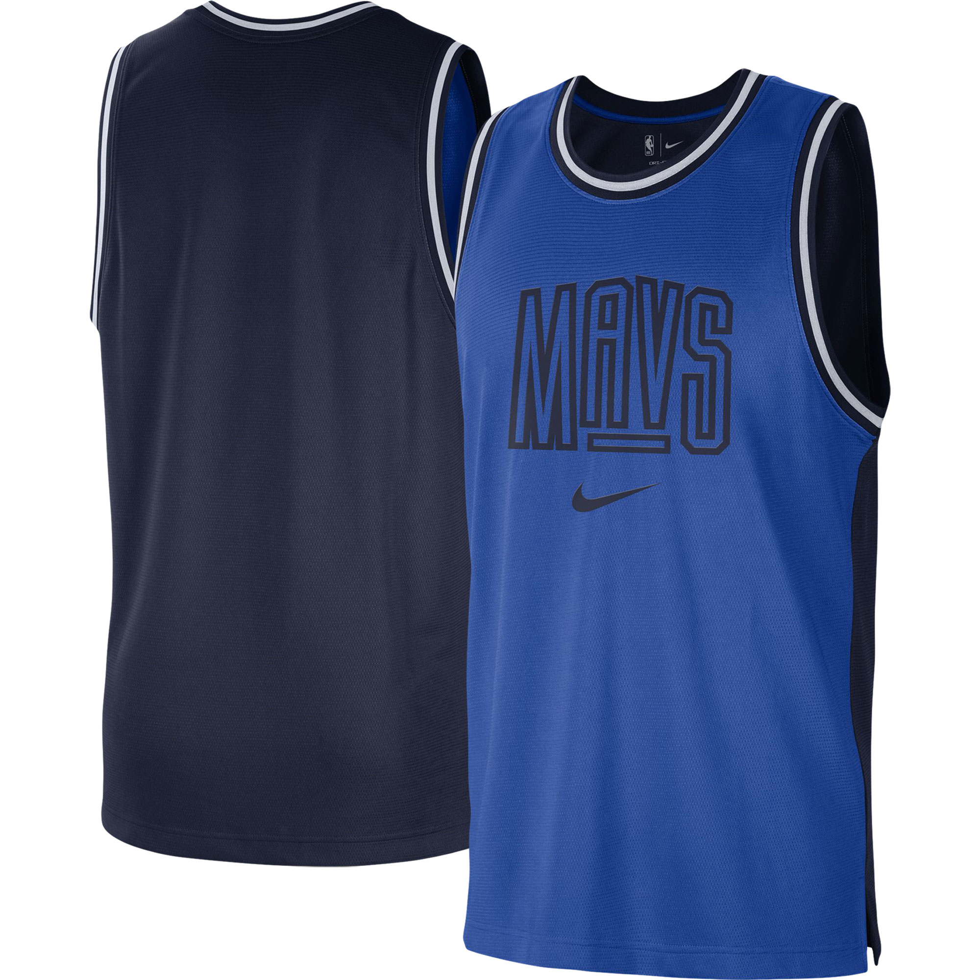 Men's Nike Blue/Navy Dallas Mavericks Courtside Versus Force Split DNA Performance Mesh Tank Top - Image 2