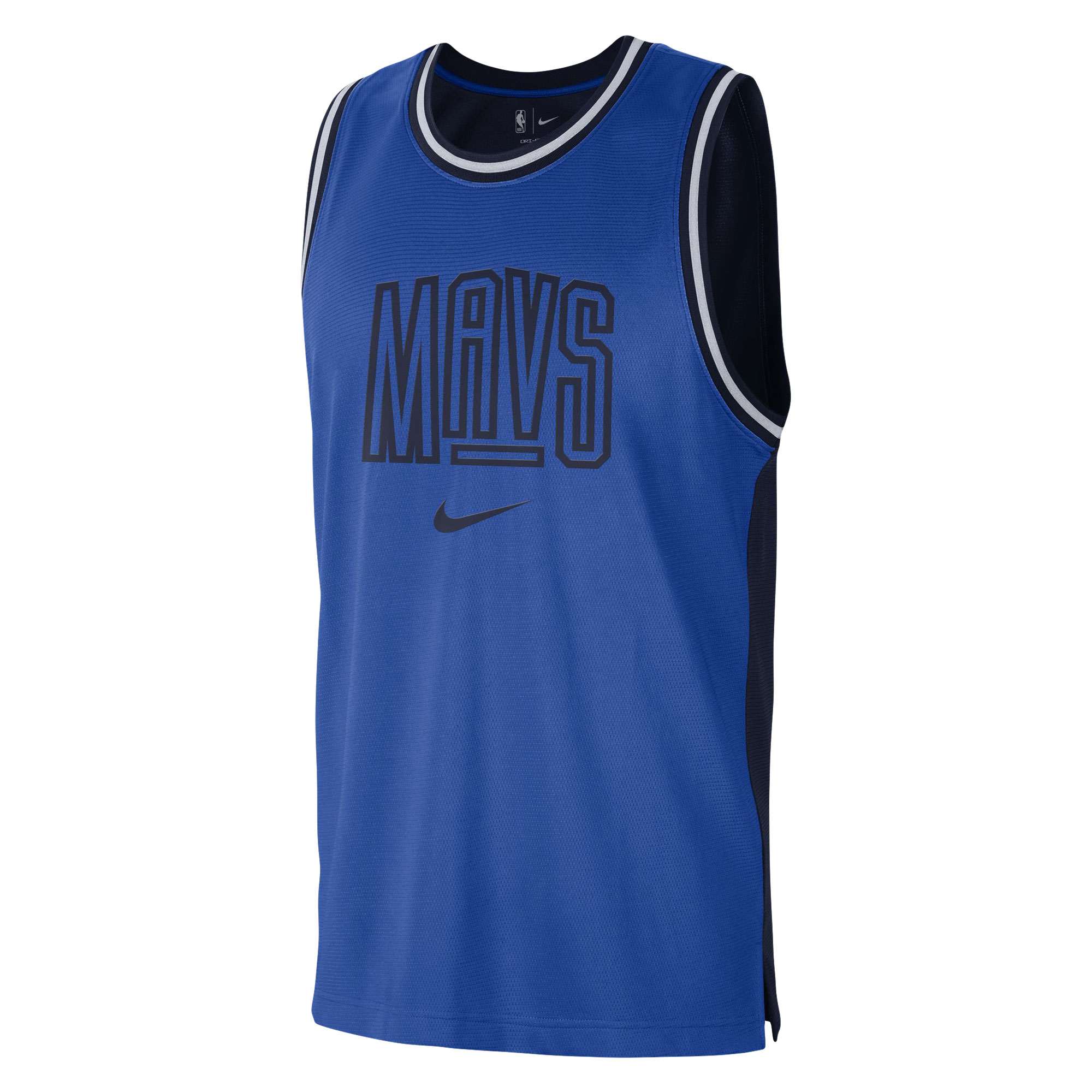 Men's Nike Blue/Navy Dallas Mavericks Courtside Versus Force Split DNA Performance Mesh Tank Top - Image 6