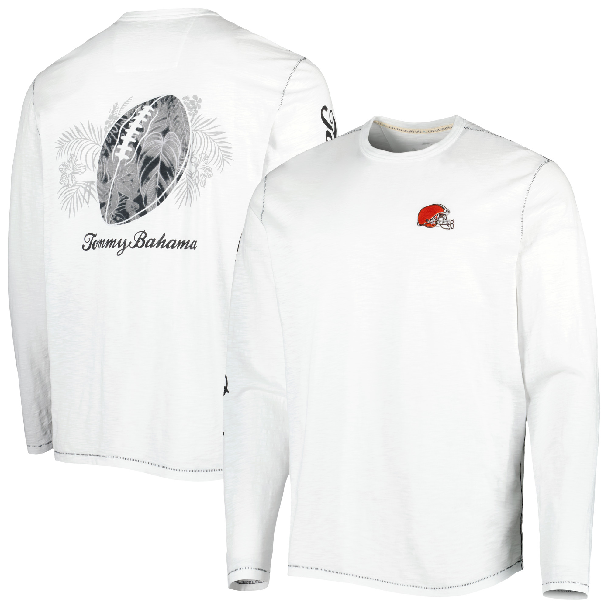 Men's Tommy Bahama White Cleveland Browns Laces Out Billboard Long Sleeve T-Shirt - Image 8
