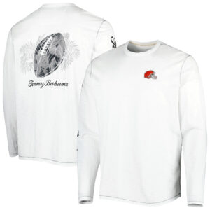Men's Tommy Bahama White Cleveland Browns Laces Out Billboard Long Sleeve T-Shirt
