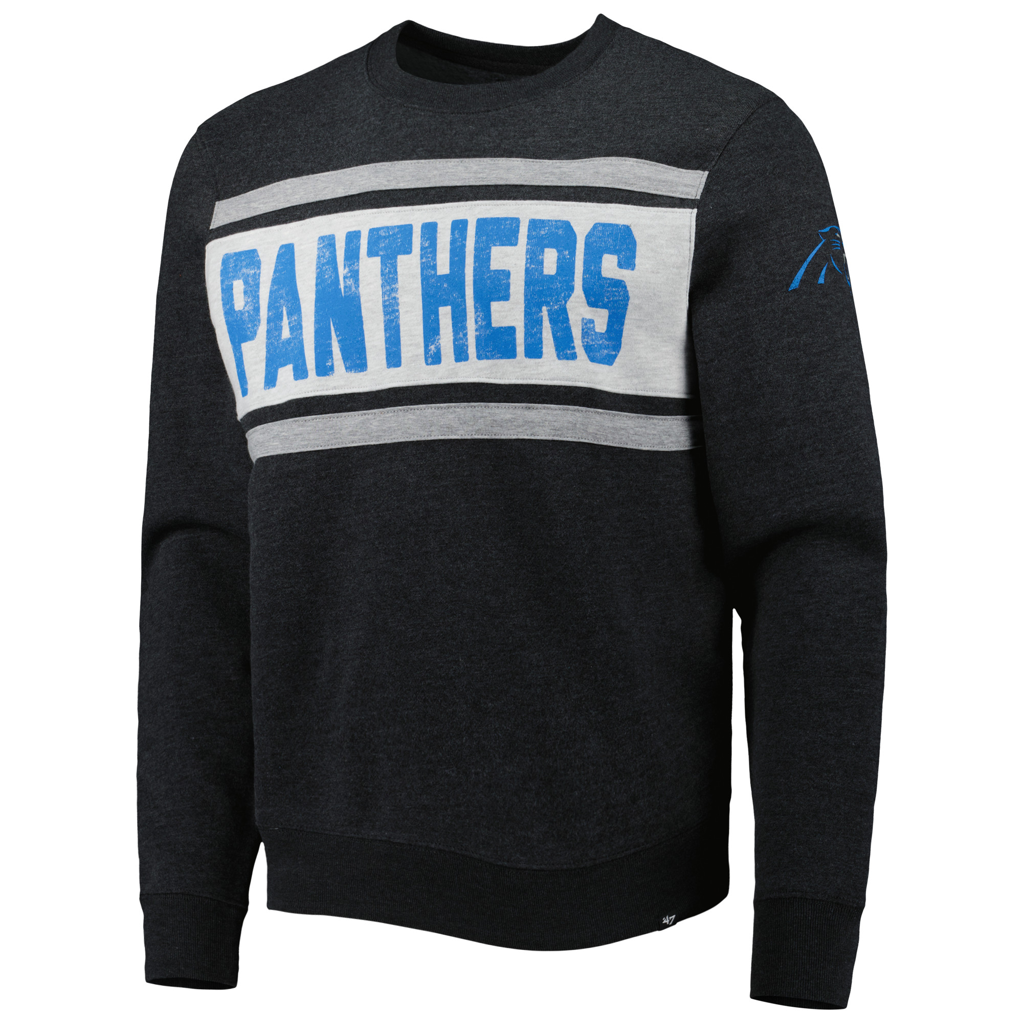 Men's '47 Heathered Black Carolina Panthers Bypass Tribeca Pullover Sweatshirt - Image 9