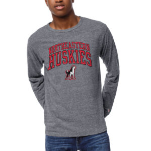 Men's League Collegiate Wear Heather Gray Northeastern Huskies 1965 Victory Falls Long Sleeve Tri-Blend T-Shirt