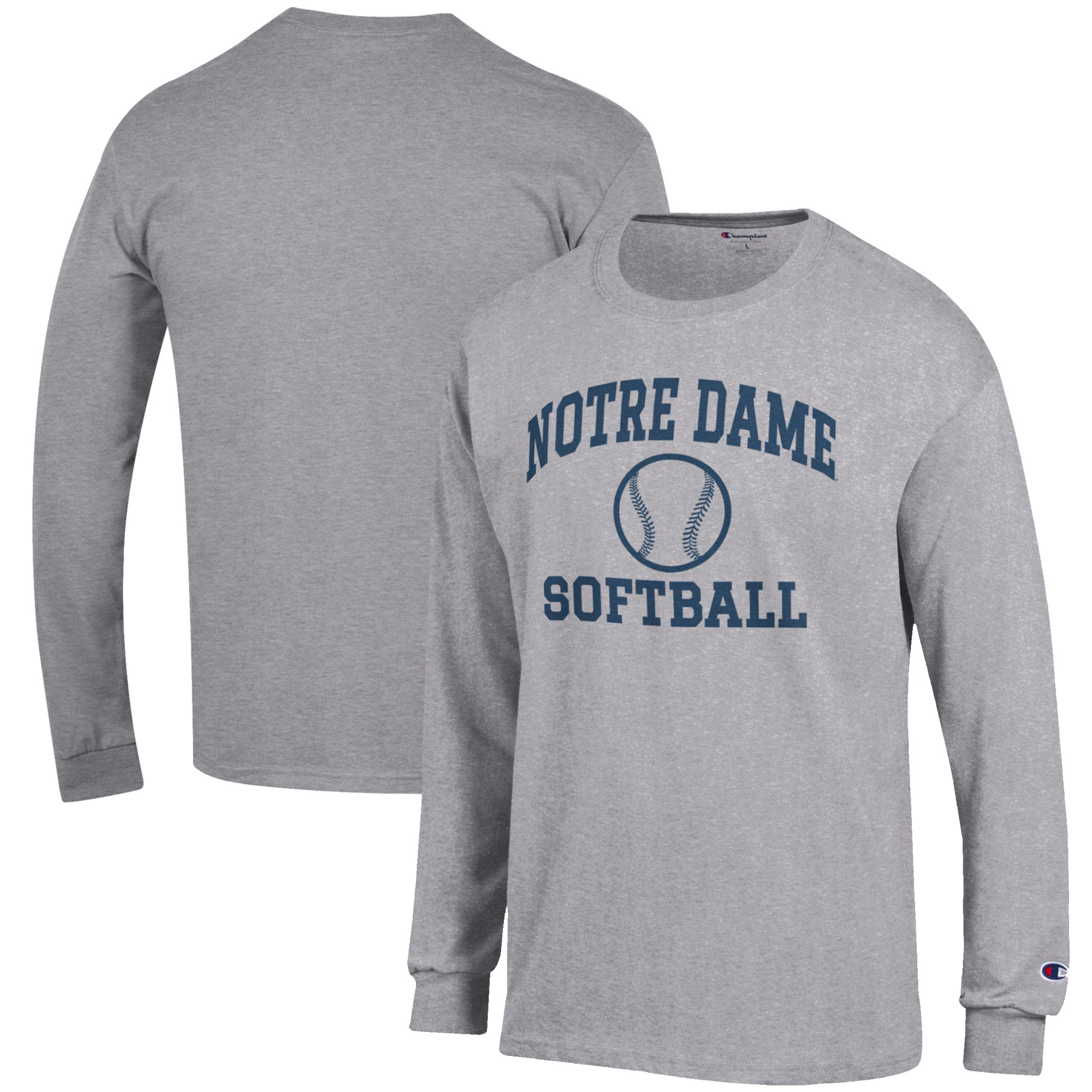 Men's Champion Gray Notre Dame Fighting Irish Softball Icon Long Sleeve T-Shirt - Image 5