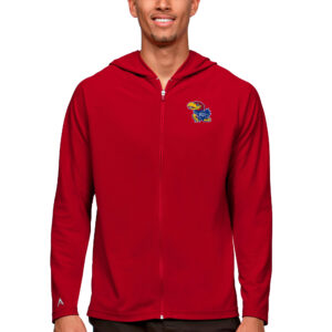 Men's Antigua Red Kansas Jayhawks Legacy Full-Zip Hoodie