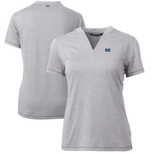 Women's Cutter & Buck Heather Gray Jackson State Tigers Forge Blade V-Neck Top