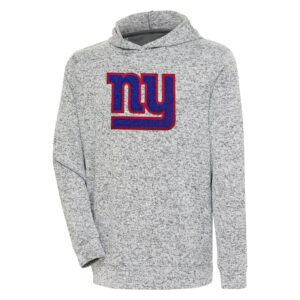 Men's Antigua Heathered Gray New York Giants Absolute Chenille Pullover Hoodie
