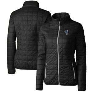 Women's Cutter & Buck Black Indianapolis Colts Throwback Logo Rainier PrimaLoft Eco Full-Zip Puffer Jacket