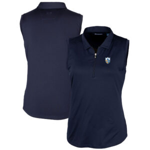 Women's Cutter & Buck Navy Los Angeles Chargers Throwback Logo Forge Stretch Sleeveless Polo