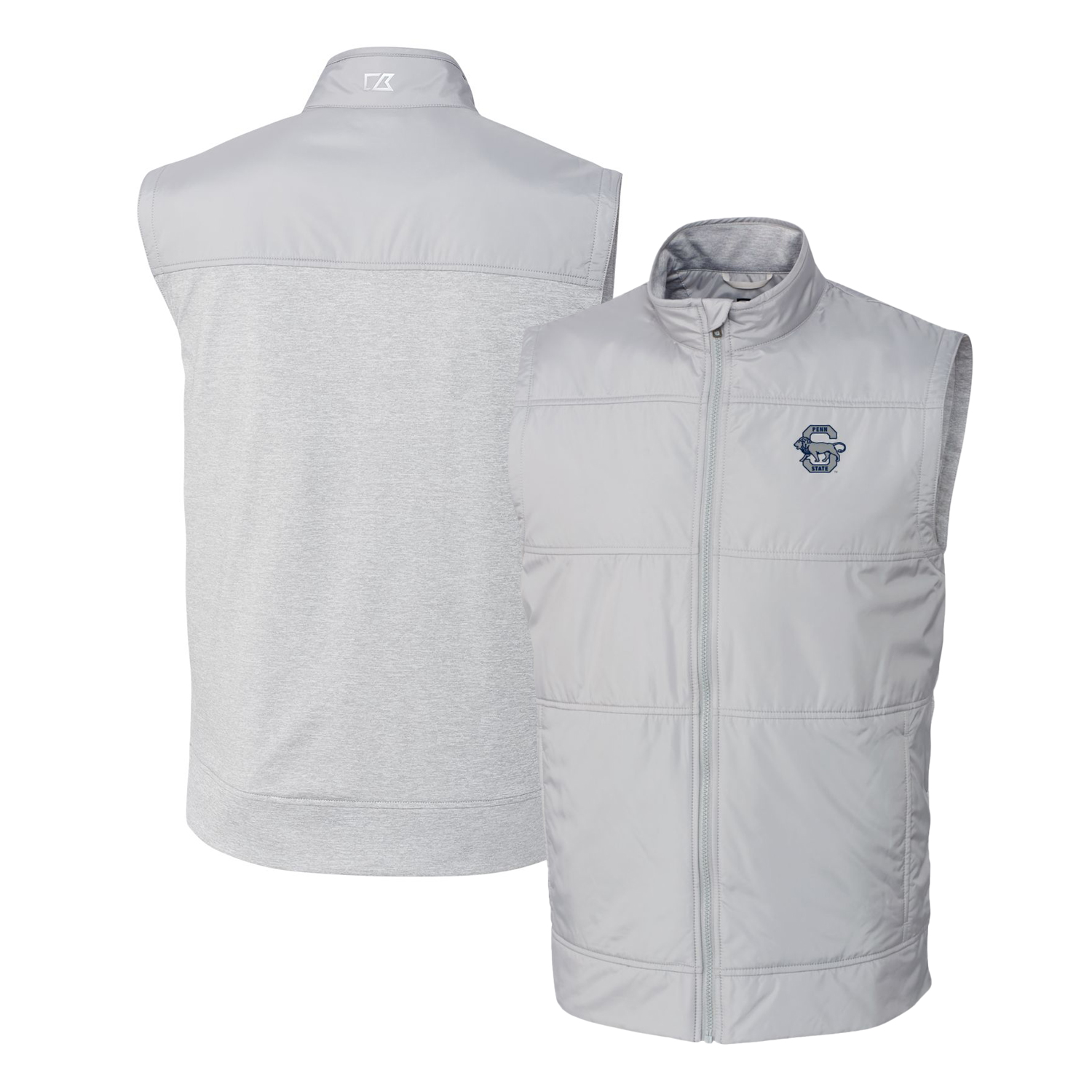 Men's Cutter & Buck Gray Penn State Nittany Lions Vault Stealth Hybrid Quilted Full-Zip Windbreaker Vest - Image 5