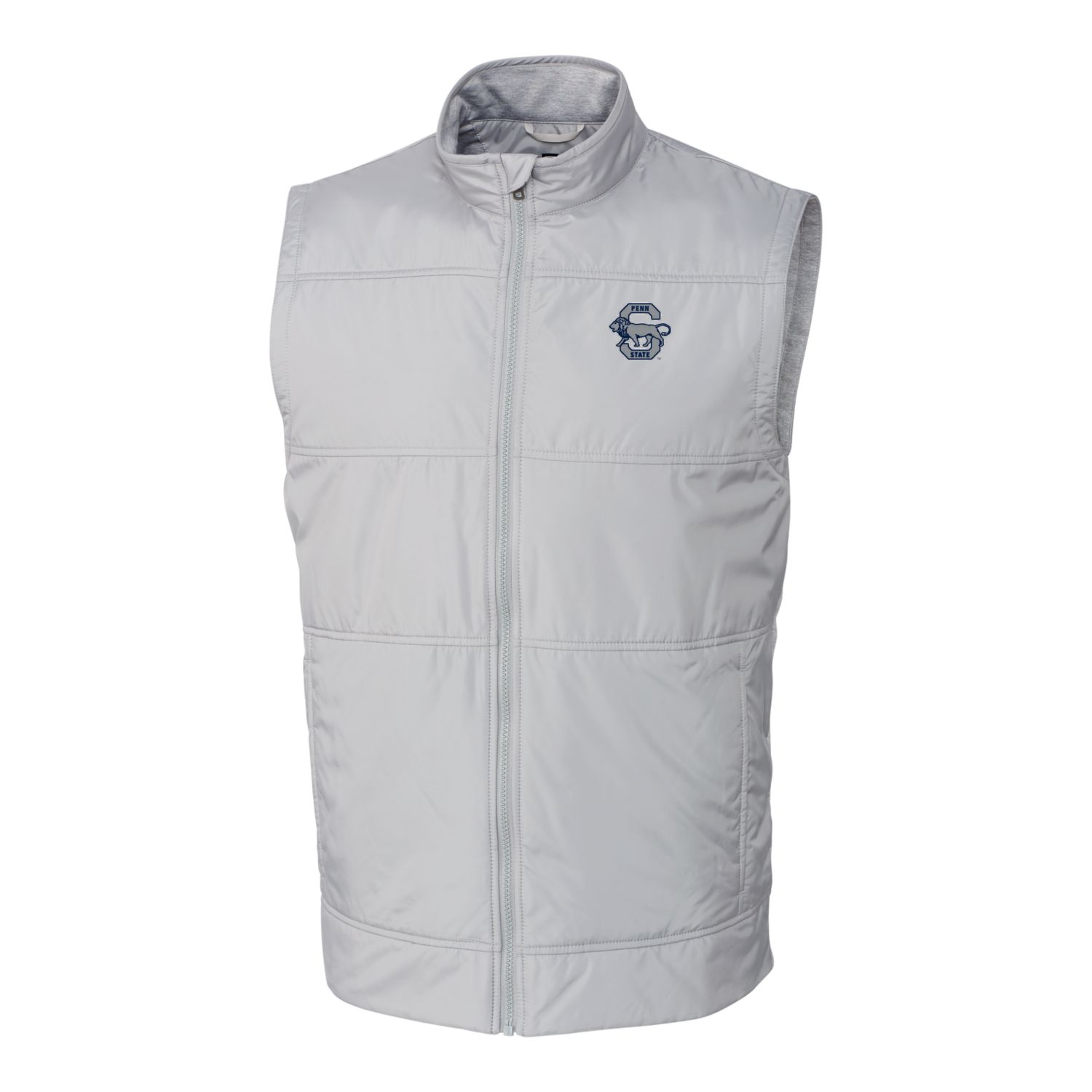Men's Cutter & Buck Gray Penn State Nittany Lions Vault Stealth Hybrid Quilted Full-Zip Windbreaker Vest - Image 6