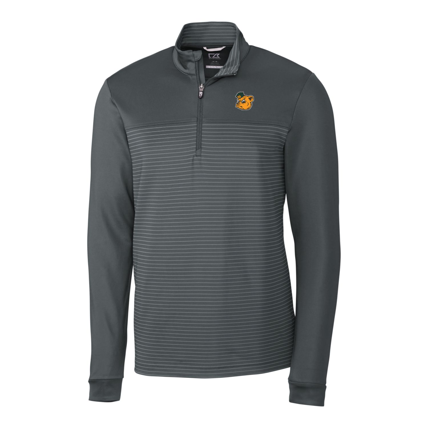 Men's Cutter & Buck Steel Baylor Bears Traverse Stripe Quarter-Zip Pullover Top - Image 6