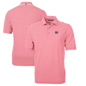 Men's Cutter & Buck Red New York Giants Throwback Logo Virtue Eco Pique Stripe Recycled Big & Tall Polo