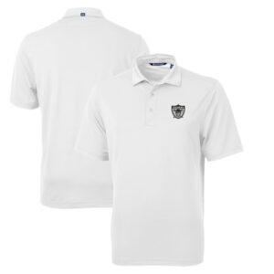 Men's Cutter & Buck White Las Vegas Raiders Throwback Logo Virtue Eco Pique Recycled Polo