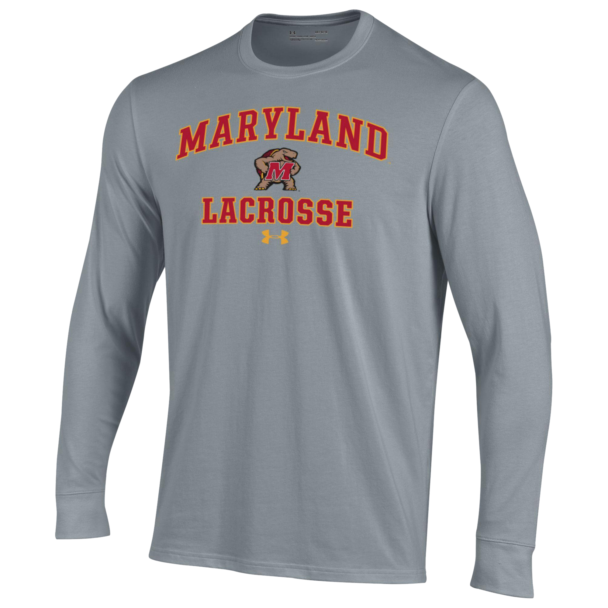 Men's Under Armour Gray Maryland Terrapins Lacrosse Arch Over Performance Long Sleeve T-Shirt - Image 6