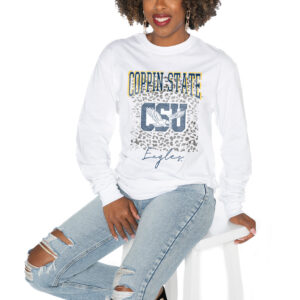 Women's Gameday Couture White Coppin State Eagles Boyfriend Fit Long Sleeve T-Shirt