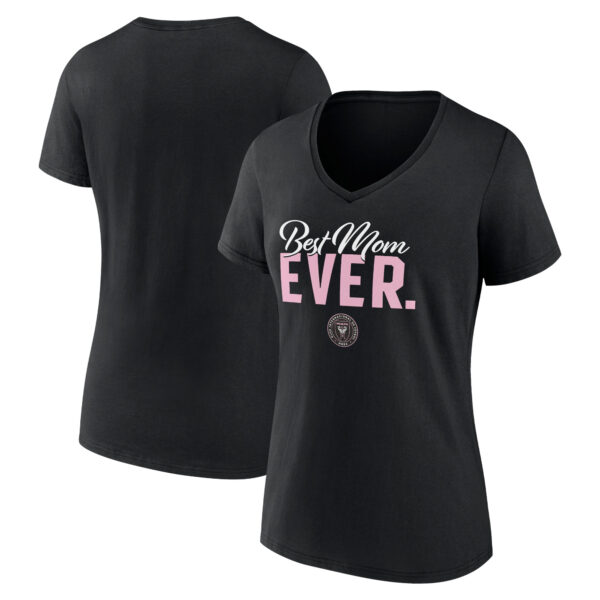 Women's Black Inter Miami CF Mother's Day Best Mom Ever Logo - V-Neck T-Shirt