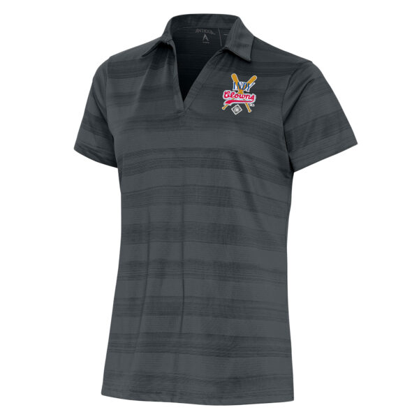Women's Antigua Heather Charcoal Indianapolis Clowns Compass Polo