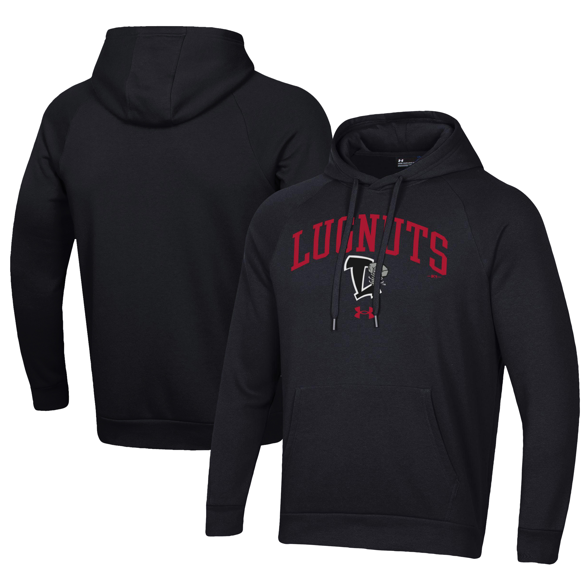 Men's Under Armour Black Lansing Lugnuts All Day Fleece Pullover Hoodie