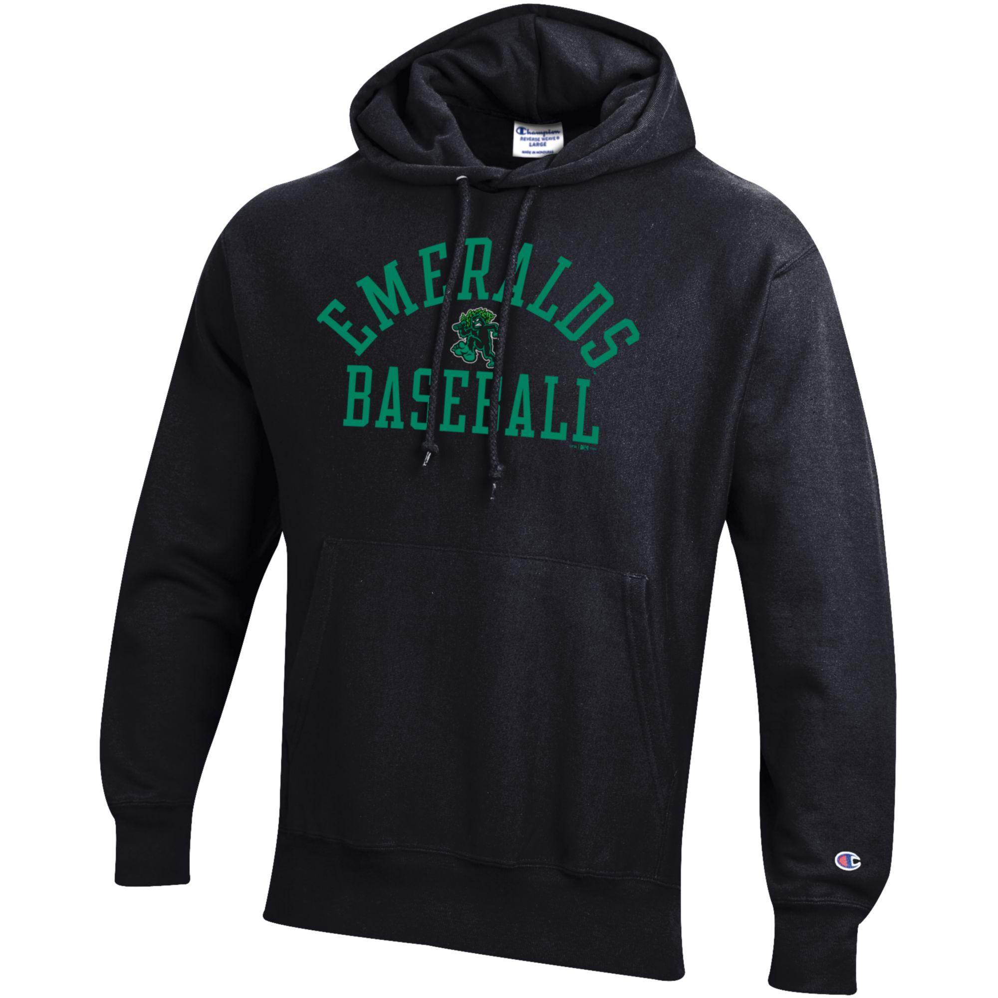 Men's Champion Black Eugene Emeralds Baseball Reverse Weave Pullover Hoodie - Image 9