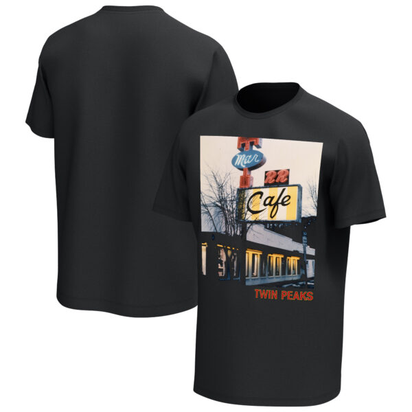 Men's Black Twin Peaks Double R Diner Graphic T-Shirt - Image 8