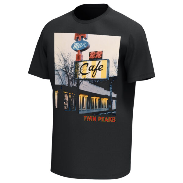 Men's Black Twin Peaks Double R Diner Graphic T-Shirt - Image 9