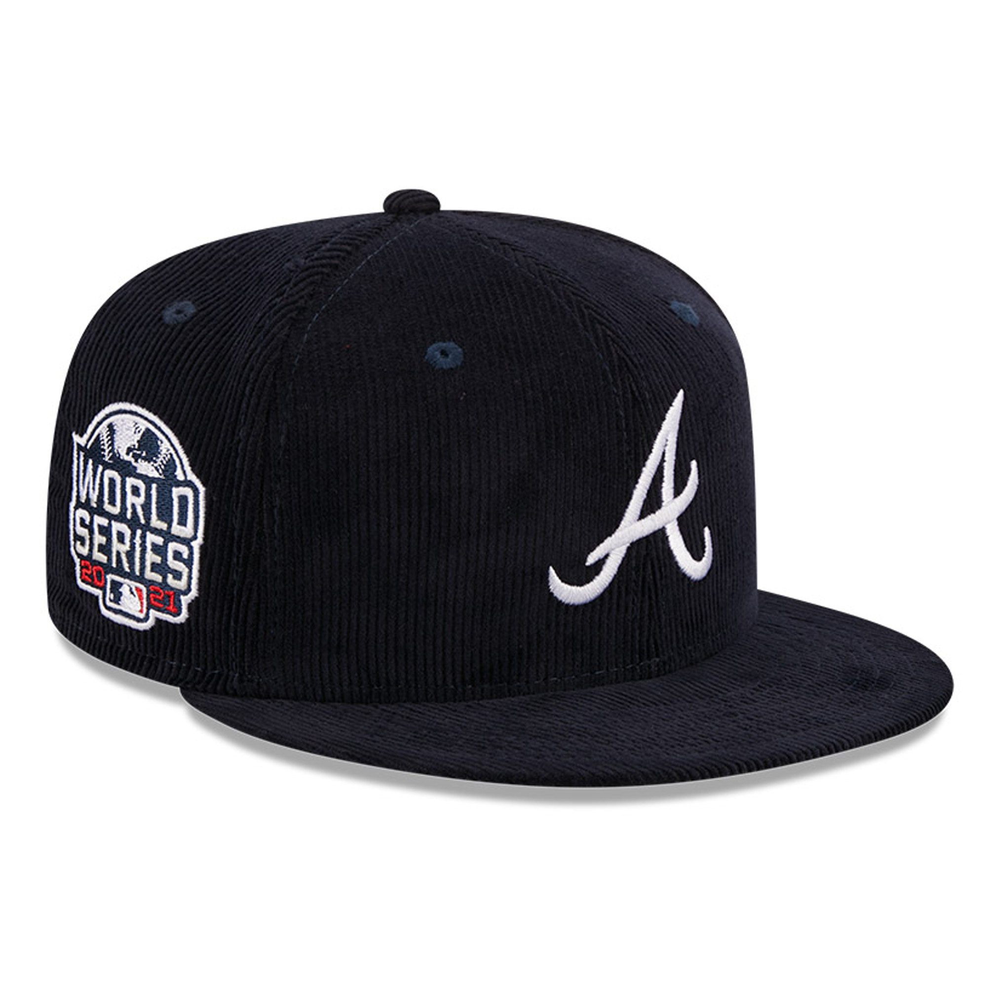 Men's New Era Navy Atlanta Braves Throwback Corduroy 59FIFTY Fitted Hat - Image 2