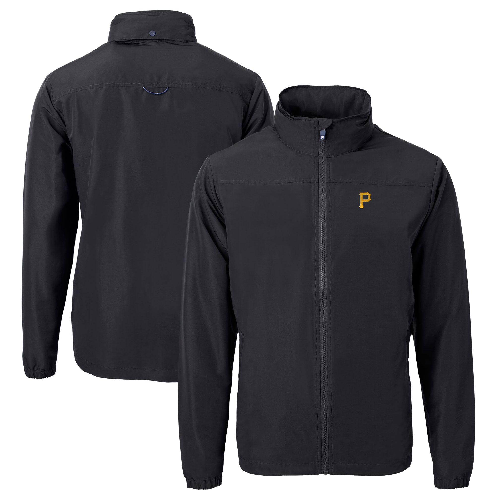 Men's Cutter & Buck Black Pittsburgh Pirates Big & Tall Charter Eco Recycled Full-Zip Jacket