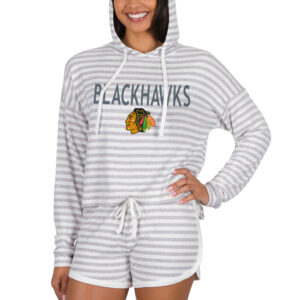 Women's Concepts Sport  Cream Chicago Blackhawks Visibility Long Sleeve Hoodie T-Shirt & Shorts Set