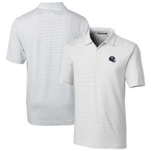 Men's Cutter & Buck  White New York Giants Helmet Forge Pencil Stripe Stretch Polo