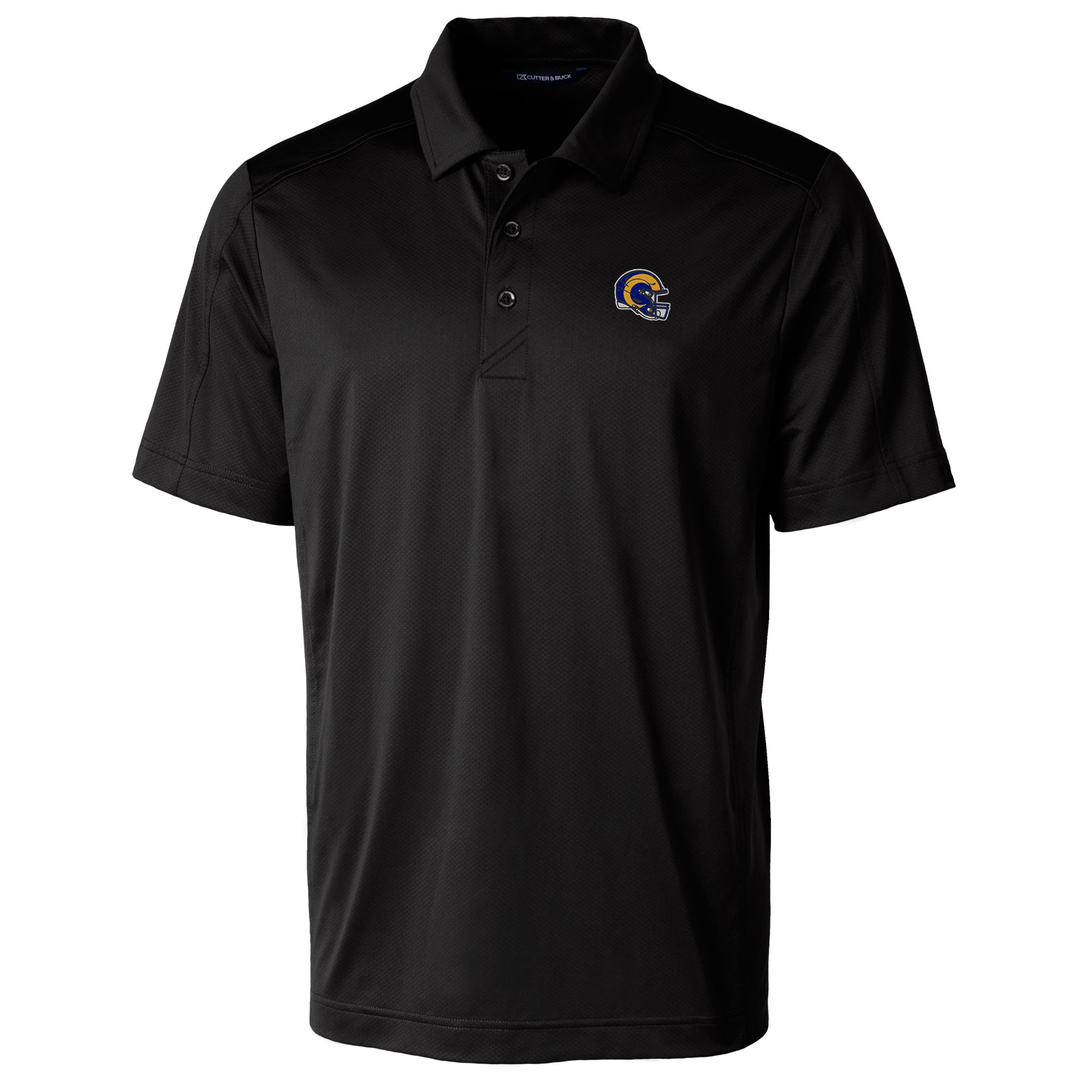Men's Cutter & Buck Black Los Angeles Rams Helmet Prospect Textured Stretch Polo - Image 6