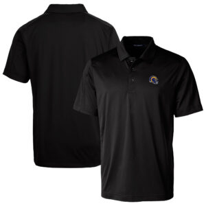 Men's Cutter & Buck  Black Los Angeles Rams Helmet Prospect Textured Stretch Polo