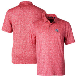 Men's Cutter & Buck  Red Buffalo Bills Helmet Pike Constellation Print Stretch Polo