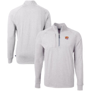Men's Cutter & Buck  Heather Gray Bethune-Cookman Wildcats Big & Tall Adapt Eco Knit Quarter-Zip Pullover Top