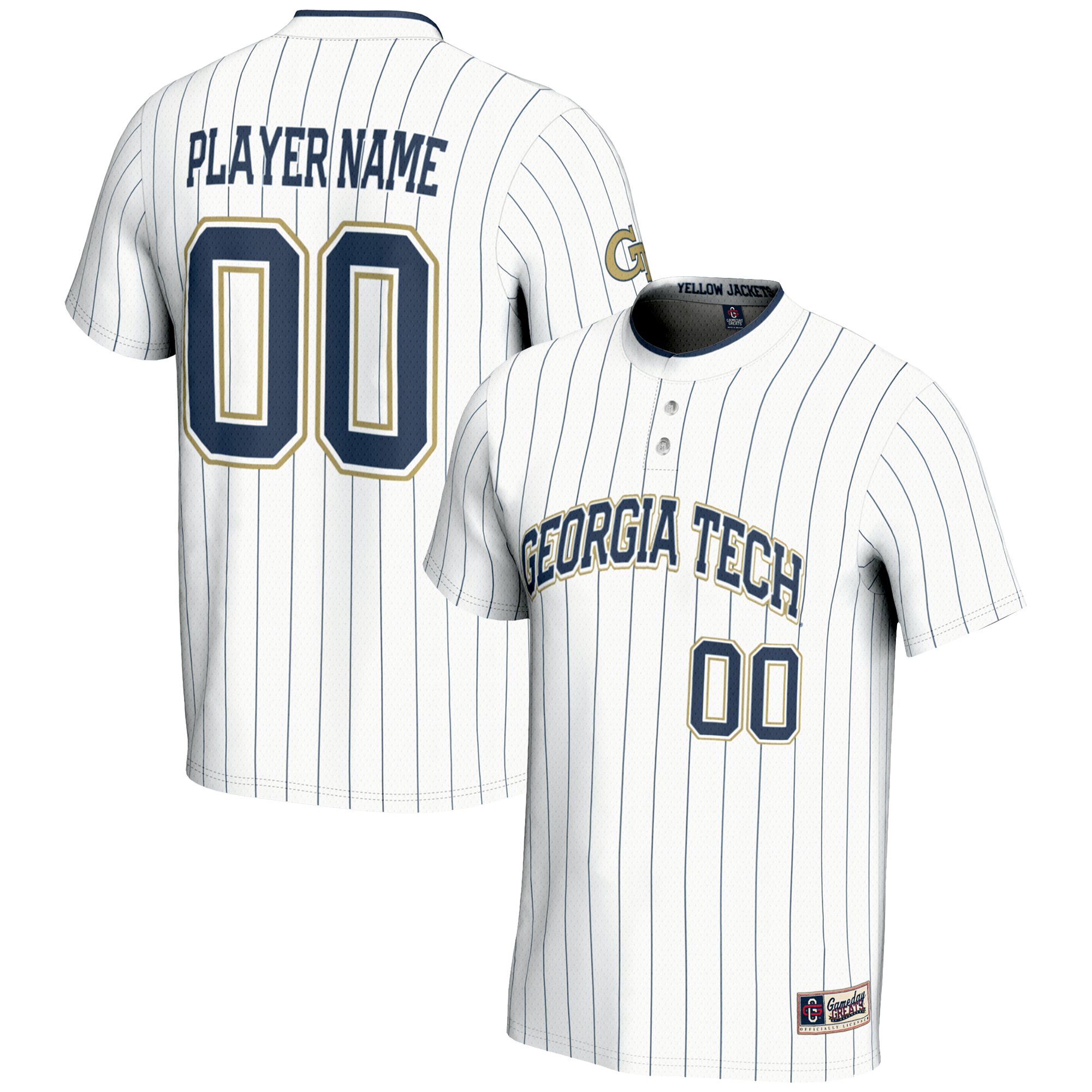 Youth GameDay Greats White Georgia Tech Yellow Jackets NIL Pick-A-Player Lightweight Softball Jersey - Image 5