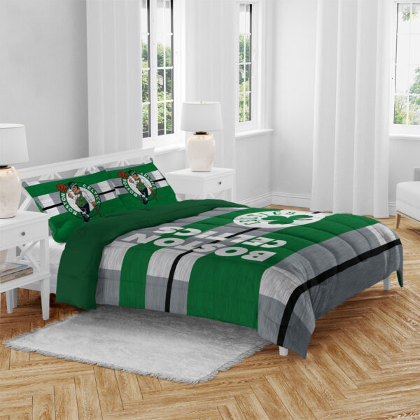 Boston Celtics Three-Piece Heathered Stripe Queen Bed Set