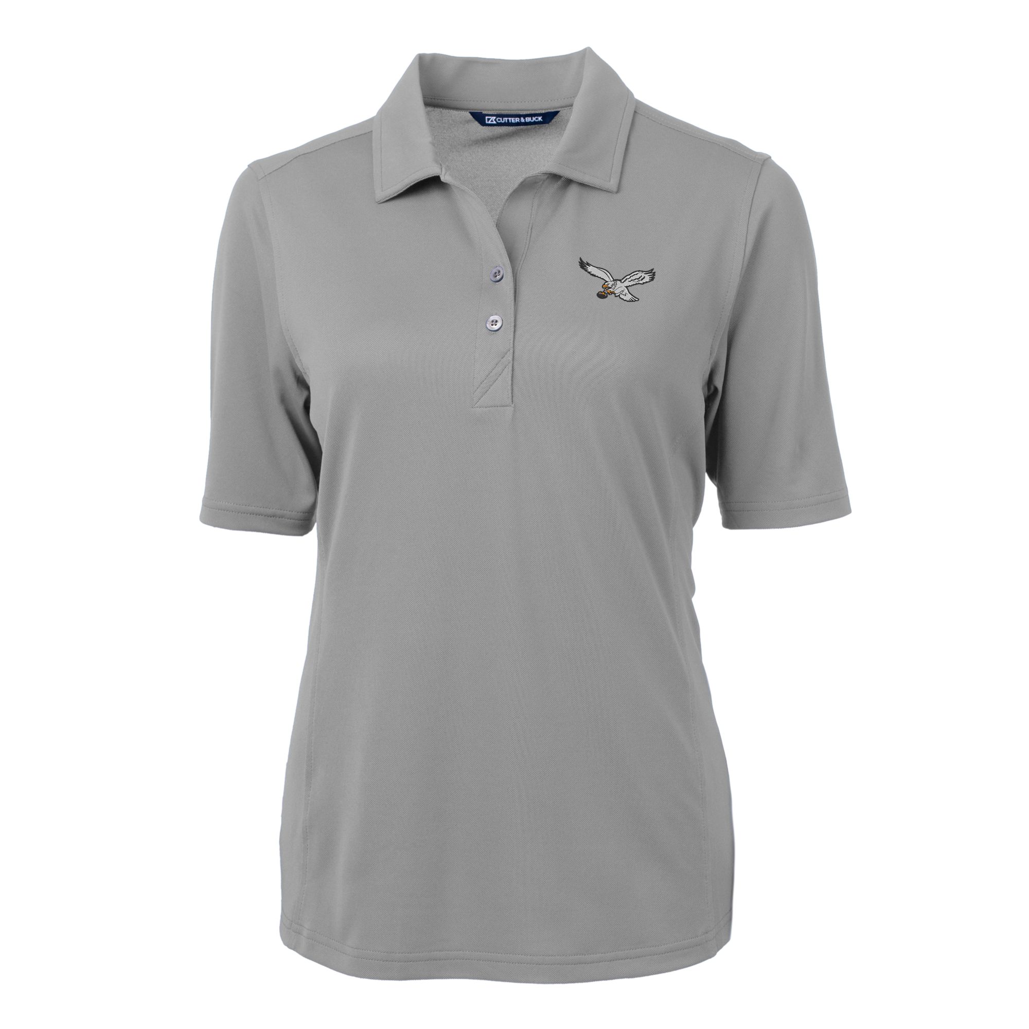 Women's Cutter & Buck Gray Philadelphia Eagles Gridiron Classics Logo DryTec Virtue Eco Pique Recycled Polo - Image 6