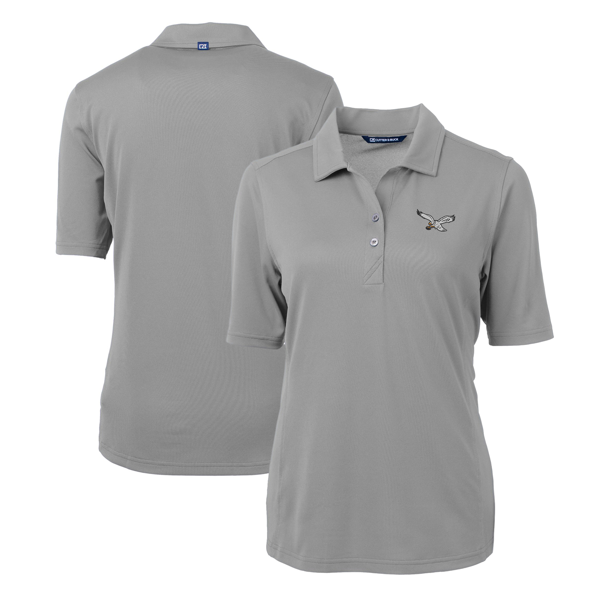 Women's Cutter & Buck Gray Philadelphia Eagles Gridiron Classics Logo DryTec Virtue Eco Pique Recycled Polo
