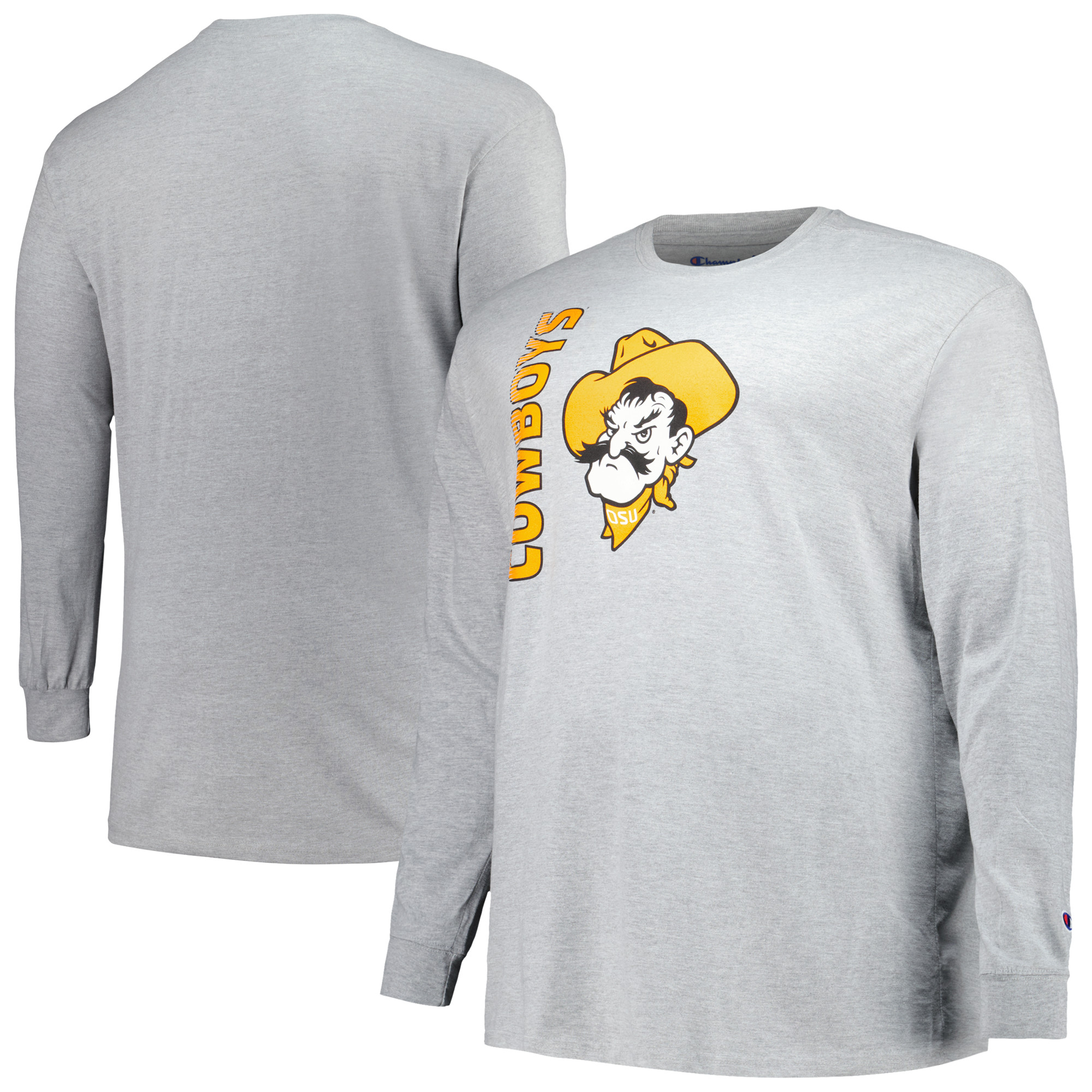Men's Champion Heather Gray Oklahoma State Cowboys Big & Tall Mascot Long Sleeve T-Shirt - Image 5