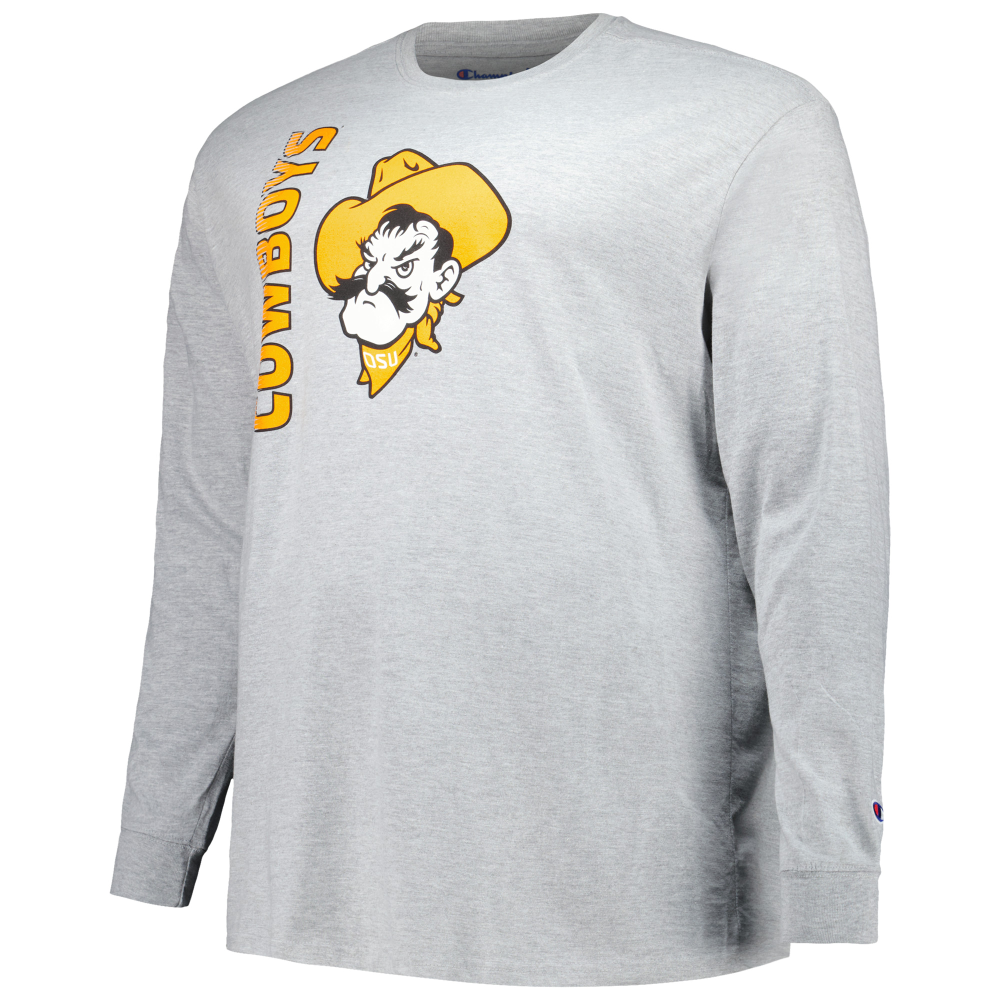 Men's Champion Heather Gray Oklahoma State Cowboys Big & Tall Mascot Long Sleeve T-Shirt - Image 6