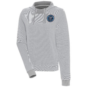 Women's Antigua  Gray New York City FC Axe Bunker Tri-Blend Pullover Hoodie
