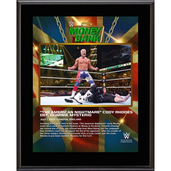 Cody Rhodes WWE 10.5" x 13" 2023 Money In The Bank Sublimated Plaque